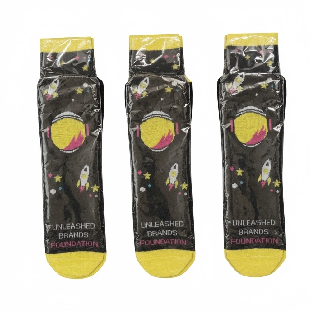Kids' Black and Yellow Rocket Socks